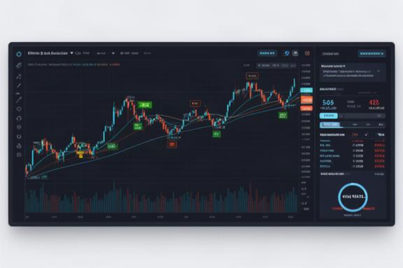 A backtest chart overlaying buy/sell signals on a candlestick chart of ETH over a 6-month period, with a win-rate indicator